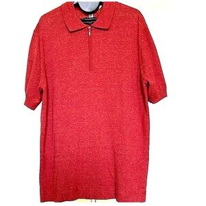 C/89MEN Red Polo Shirt with Zip Collar
